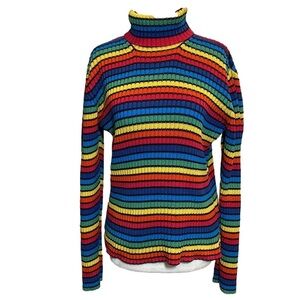 Tommy Hilfiger Y2K Rainbow Stripe Turtleneck Sweater
